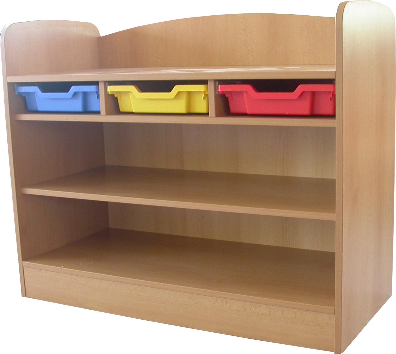 Skř&iacute;ňka s mantinelem, police, 3x plastov&eacute; z&aacute;suvky v&yacute;&scaron;ky 75 mm s v&yacute;suvy, rozměr 1040x850x470 mm