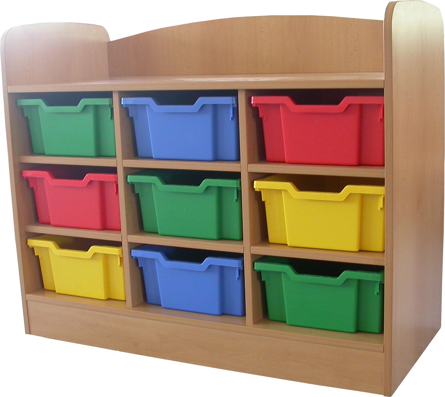 Skř&iacute;ňka s mantinelem, police, pro 9x plastov&eacute; z&aacute;suvky v&yacute;&scaron;ky 150 mm (bez plast. kontejnerů), rozměr 1040x850x470 mm