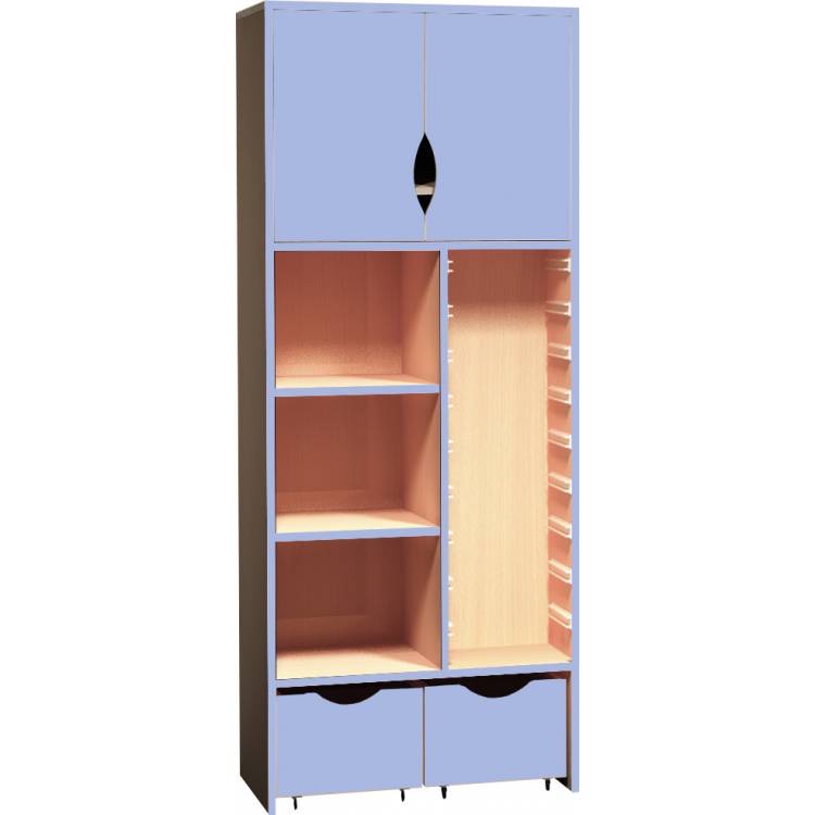 Skř&iacute;ňka vysok&aacute; s dv&iacute;řky, reg&aacute;lem a plastov&yacute;mi z&aacute;suvkami PROMA (&scaron;/v/h) 800x1870x450 mm