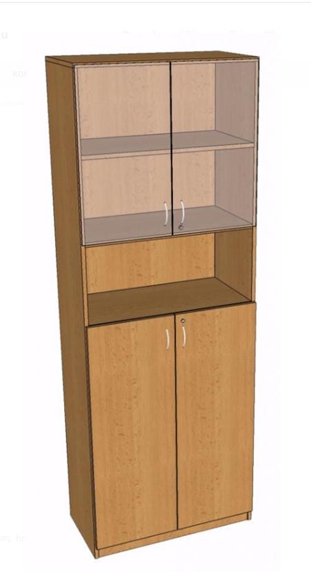 Skř&iacute;ň policov&aacute;, dv&iacute;řka/sklo, nika 2203x800x419 mm