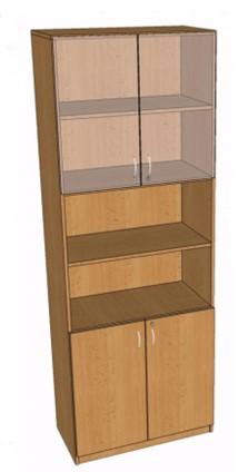 Skř&iacute;ň policov&aacute;, dv&iacute;řka/sklo, nika 2203x800x419 mm
